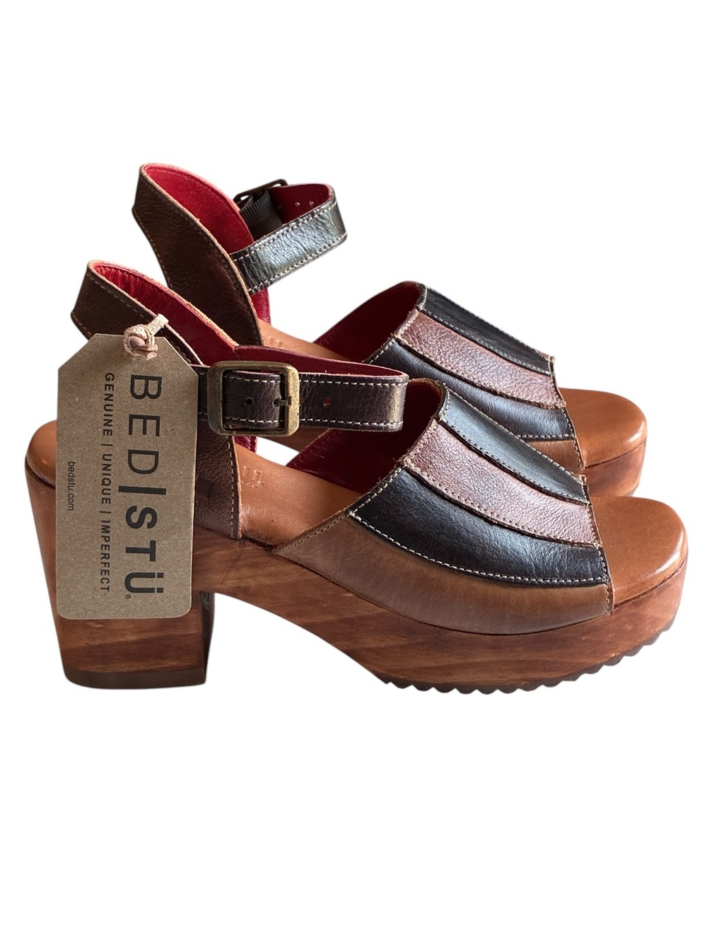 Bed|Stu Jetsetter Cold Brew Rustic Leather Platform Sandals Size 7 NWT - Picture 3 of 10